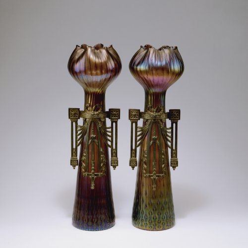 Two vases with metal mouting, c1905