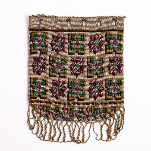 Steel bead pouch with a geometric pattern, c. 1920
