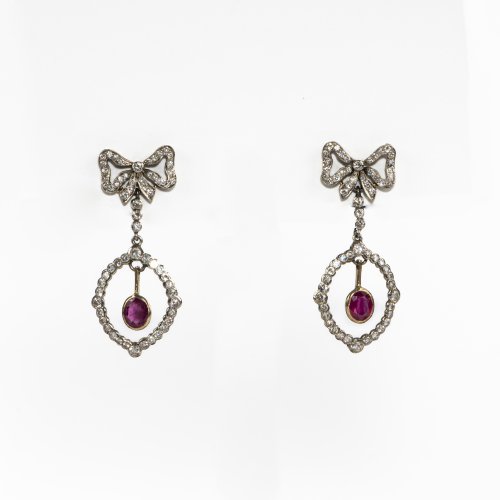 Pair of Art Nouveau ruby earrings, c. 1910