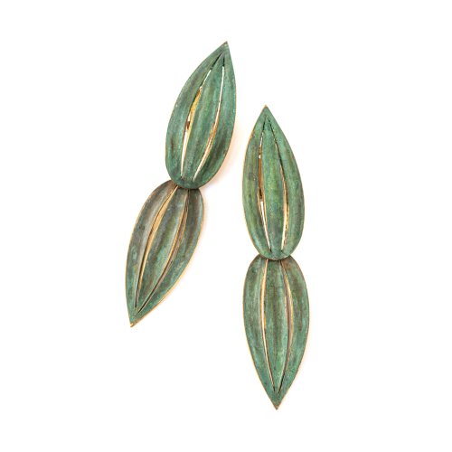 Pair of ear clips 'leaf earrings', c. 1988