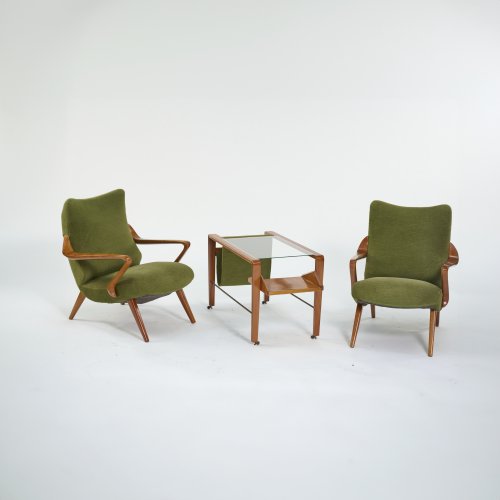 Two armchairs and a side table, c. 1955