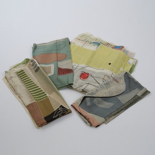 Mixed lot of 4 fabric swatches, 1950/60s