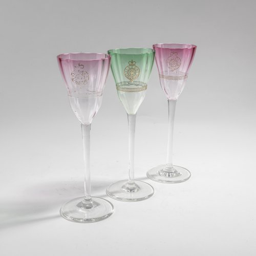 Three liqueur glasses, c. 1900