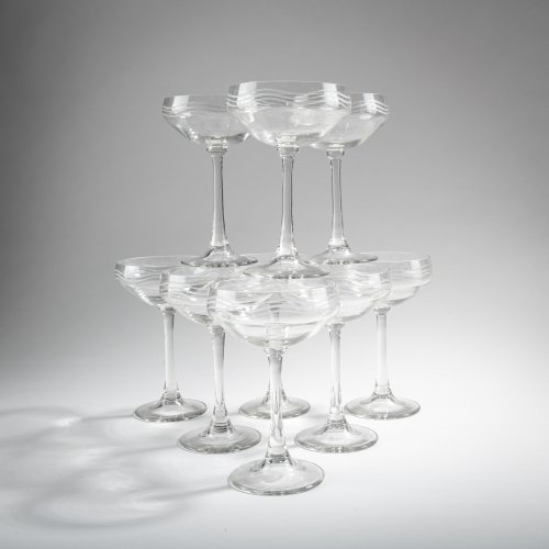 Nine champagne coupes, c. 1904