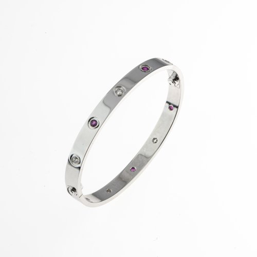 Vintage bangle set with diamonds and rubies