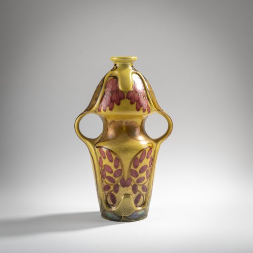 Vase with handles with rose hips, c. 1900