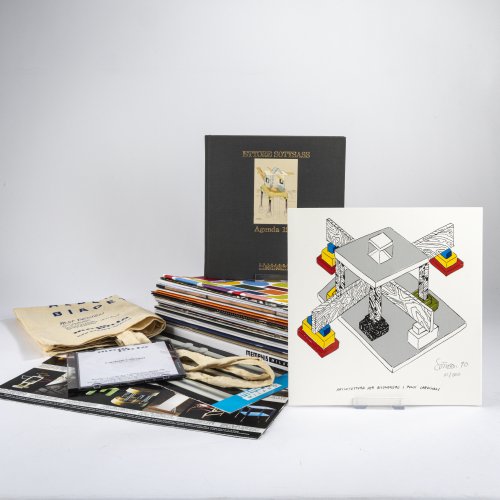 Lot with various POST DESIGN, Memphis Milano catalogues and a Sottsass graphic, 1981-2019