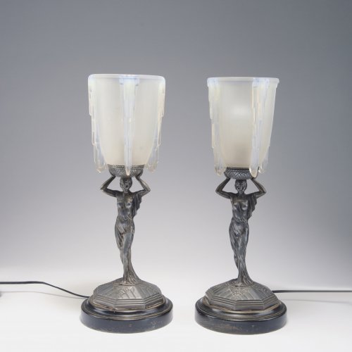 Pair of figurative table lights, 1920s