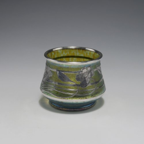 'Papillon' vase with silver-overlay, c1900